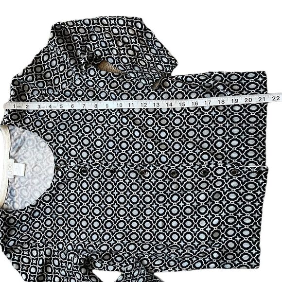JOE FRESH Grey & Navy Printed Fitted Button Up Cotton Cardigan Sweater L - Picture 5 of 7
